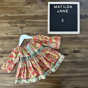 Matilda Jane Vintage Serendipity Tomato Red Green Floral Paisley Peasant Top 2